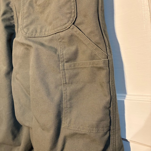 Carhartt Utility Canvas Flannel-Lined Pants Original Dungaree Fit B111 Moss - Picture 7 of 16